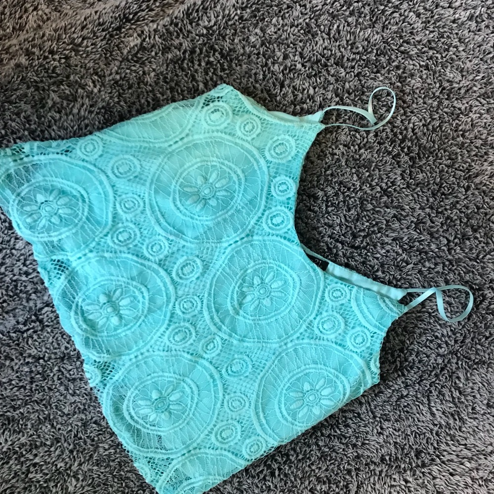 Light Blue Lace Crop Top